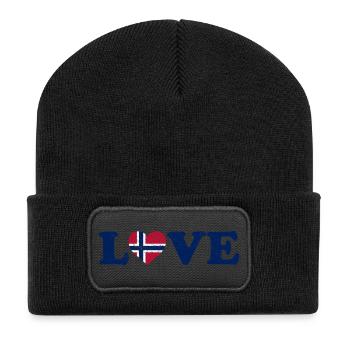 Amour - Drapeau de la Norvège - Norvège - Norvège - Beanie recyclé à patch - noir - Devant