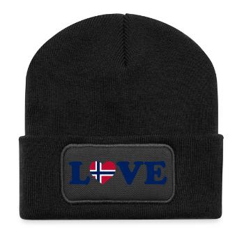 Amour - Drapeau de la Norvège - Norvège - Norvège - Beanie recyclé à patch - noir - Devant