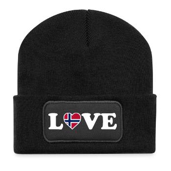 Amour - Drapeau de la Norvège - Norvège - Norvège - Beanie recyclé à patch - noir - Devant