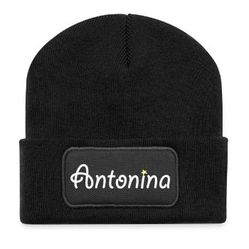 Antonina - Beanie recyclé à patch - noir - Devant