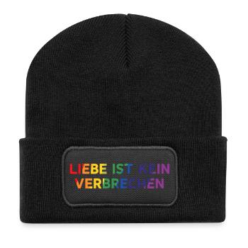 L’amour n’est pas un crime – déclaration de fierté - Beanie recyclé à patch - noir - Devant