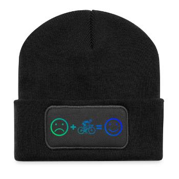 Kurz und klar Roadbike - Recycelte Patch Beanie - Schwarz - Vorne