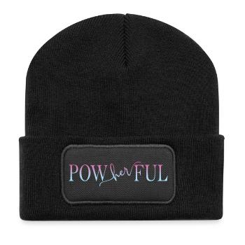 Powherful Frauen Power - Recycelte Patch Beanie - Schwarz - Vorne