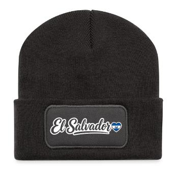 El Salvador Script with Flag Heart Patriotic - Recycled Patch Beanie - dark grey - Front