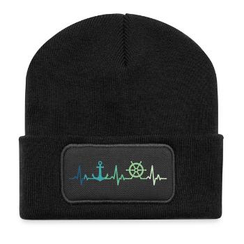 Ankerherzschlag Matrose Geschenk Matrose - Recycelte Patch Beanie - Schwarz - Vorne