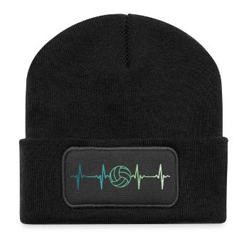 Volleyball heartbeat volleyball volleyball player - Recycled Patch Beanie - black - Front