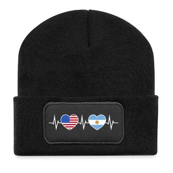 Argentine USA Heartbeat Amour Amitié - Beanie recyclé à patch - noir - Devant