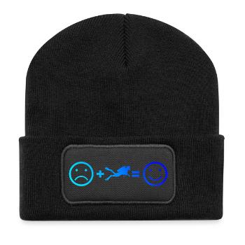 Scuba Diving Geschenkidee für Unterwasserabenteuer - Recycelte Patch Beanie - Schwarz - Vorne