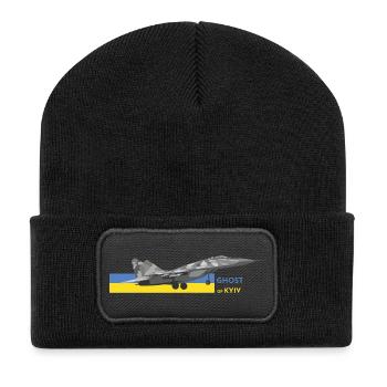 UKRAINE: Ghost Of Kyiv Fighter Jet - Recycled Patch Beanie - black - Front