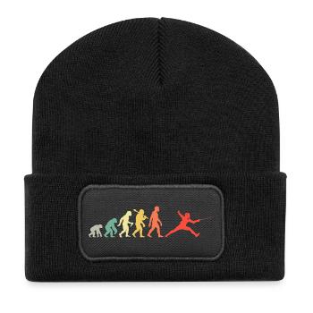 Fechten Evolution Für Fechter Und Sportfechter - Recycelte Patch Beanie - Schwarz - Vorne
