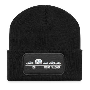 Ich meine Follower Karawane - Recycelte Patch Beanie - Schwarz - Vorne
