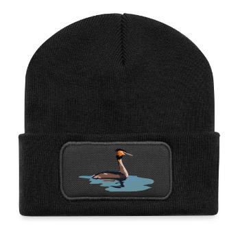 Haubentaucher - Recycelte Patch Beanie - Schwarz - Vorne