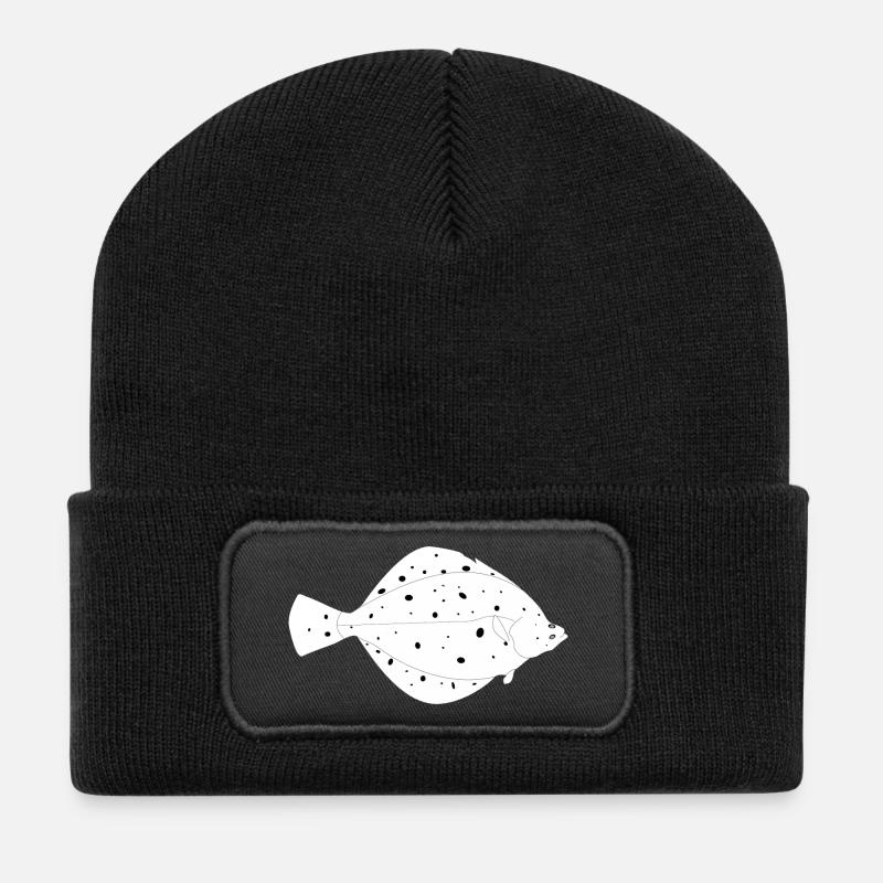 Scholle_vollformat_weiss - Recycelte Patch Beanie - Schwarz