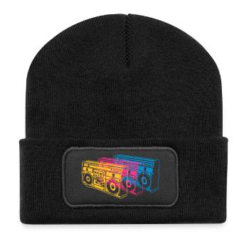radio portable - Beanie recyclé à patch - noir - Devant