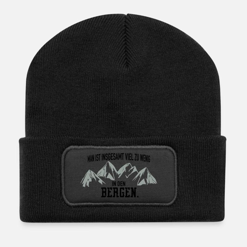 zu wenig in den Bergen - Recycelte Patch Beanie - Schwarz