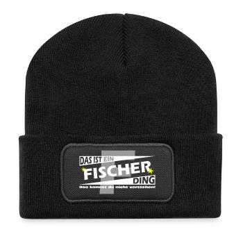 Fischer Ding - Recycelte Patch Beanie - Schwarz - Vorne