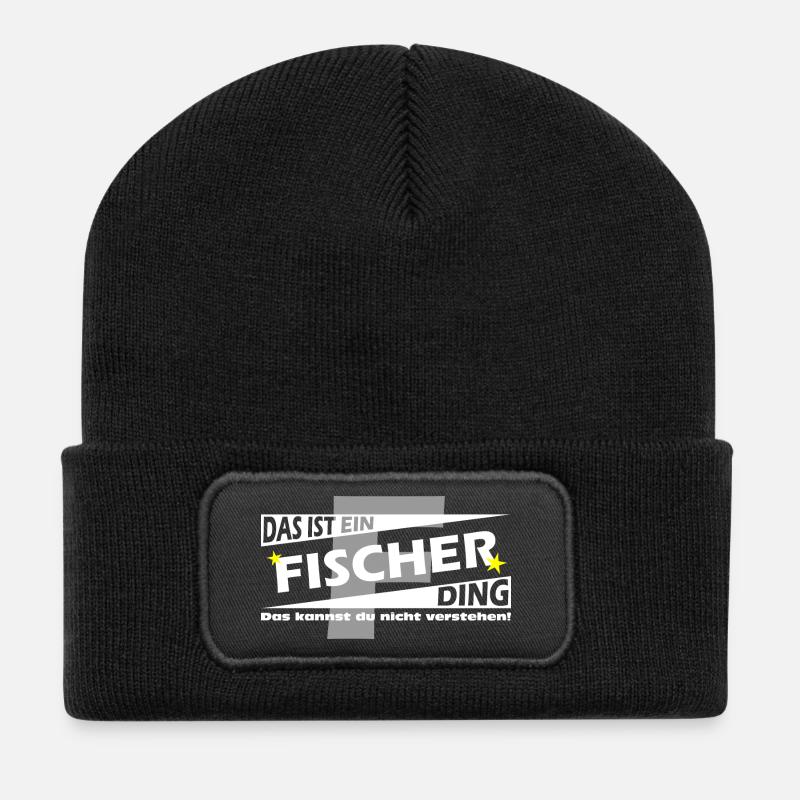 Fischer Ding - Recycelte Patch Beanie - Schwarz