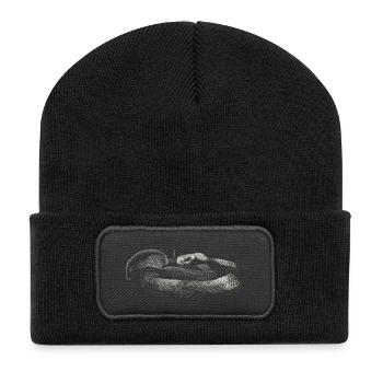 Schlange - Recycelte Patch Beanie - Schwarz - Vorne
