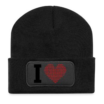 I LOVE - Binary heart - digital - black - Recycled Patch Beanie - black - Front