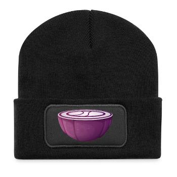 onion zwiebel veggie gemuese vegetable1 - Recycelte Patch Beanie - Schwarz - Vorne