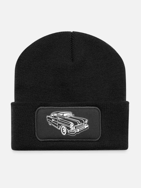 Chevy Cadilac / Muscle Car 02_weiß - Recycelte Patch Beanie - Schwarz