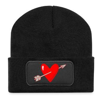 Heart with arrow Valentine's Day marriage - Recycled Patch Beanie - black - Front