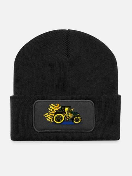 HotRod Tractor - Recycled Patch Beanie - black