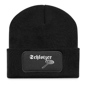 Schlotzer Lutscher White - Recycelte Patch Beanie - Schwarz - Vorne