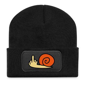 fuck_off_snail - Recycelte Patch Beanie - Schwarz - Vorne