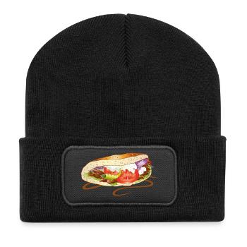 Döner Kebab Fast Food Junk Türkei Türkisch - Recycelte Patch Beanie - Schwarz - Vorne