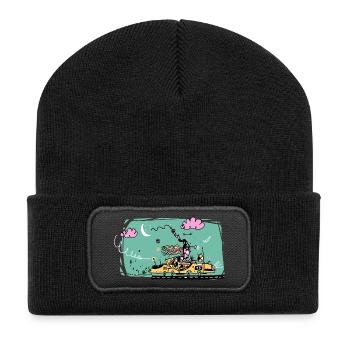 Schnelle Frau - Recycelte Patch Beanie - Schwarz - Vorne
