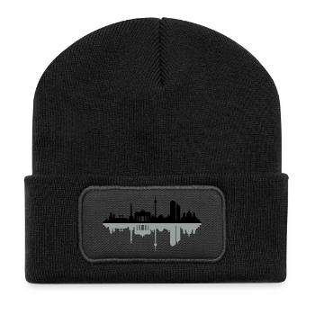 Skyline Berlin Schatten - Recycelte Patch Beanie - Schwarz - Vorne