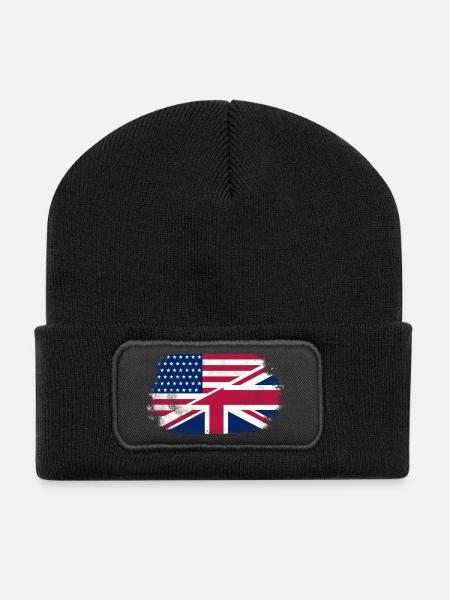 USA - Union Jack Flag - Recycled Patch Beanie - black