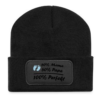 100_perfekt_02 - Recycelte Patch Beanie - Schwarz - Vorne
