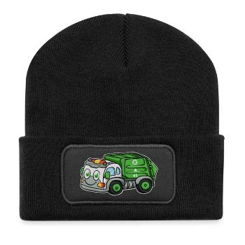 Garbage collection garbage truck - Recycled Patch Beanie - black - Front