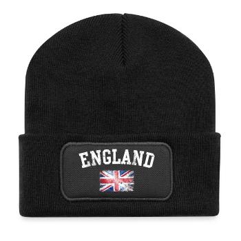 England-Ikone – Schwache britische Flagge - Recycelte Patch Beanie - Schwarz - Vorne