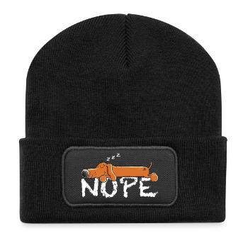Sleeping Dachshund I Dachshund I Teckel I Dog - Recycled Patch Beanie - black - Front