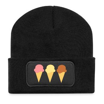 ice cream ice cream strawberry ice cream vanilla ice cream chocolate ice cream - Recycled Patch Beanie - black - Front
