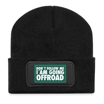 Folge mir nicht, ich fahre ins Gelände - Recycelte Patch Beanie - Schwarz - Vorne