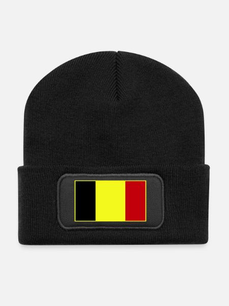 Anpassbare dreifarbige Flagge - Recycelte Patch Beanie - Schwarz