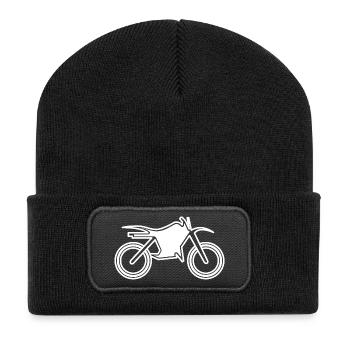 Motocross Bikes Motorcycle Offroad Symbol Logo icon - Recycled Patch Beanie - black - Front