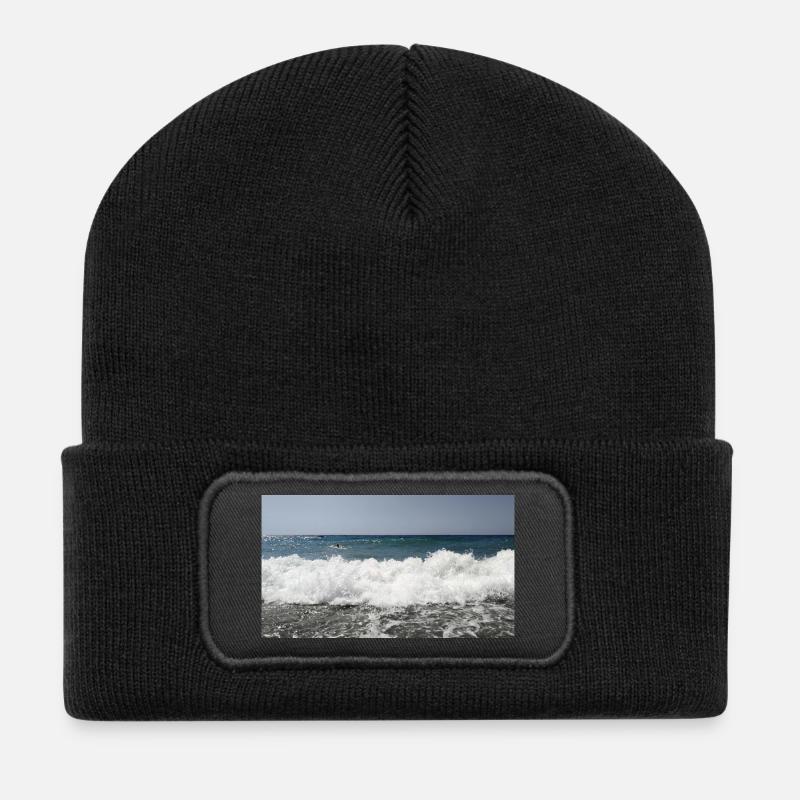 Sea Foam Wave - Recycled Patch Beanie - black