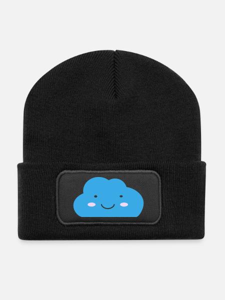Nuage Kawaii - Beanie recyclé à patch - noir