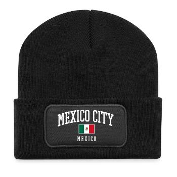 Drapeau typographique de Mexico - Beanie recyclé à patch - noir - Devant