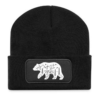 Natur Totem Eisbär - Recycelte Patch Beanie - Schwarz - Vorne