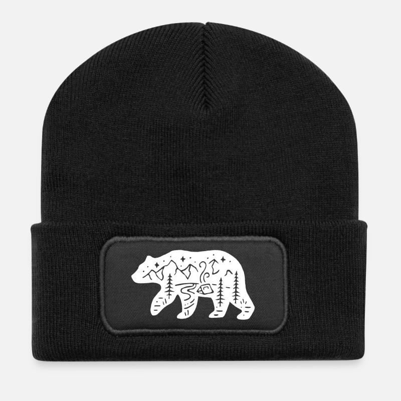 Ours blanc totem de la nature - Beanie recyclé à patch - noir