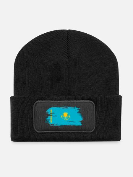 Kasachstan Flagge - Recycelte Patch Beanie - Schwarz