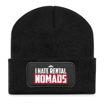 Ich hasse Mietnomaden - Recycelte Patch Beanie - Schwarz - Vorne