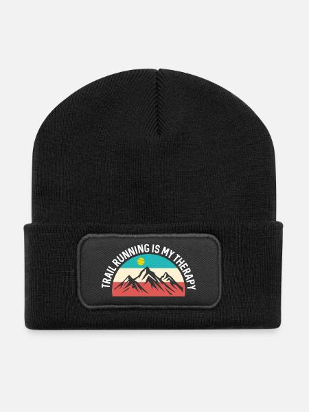 Trailrunning ist meine Therapie - Recycelte Patch Beanie - Schwarz