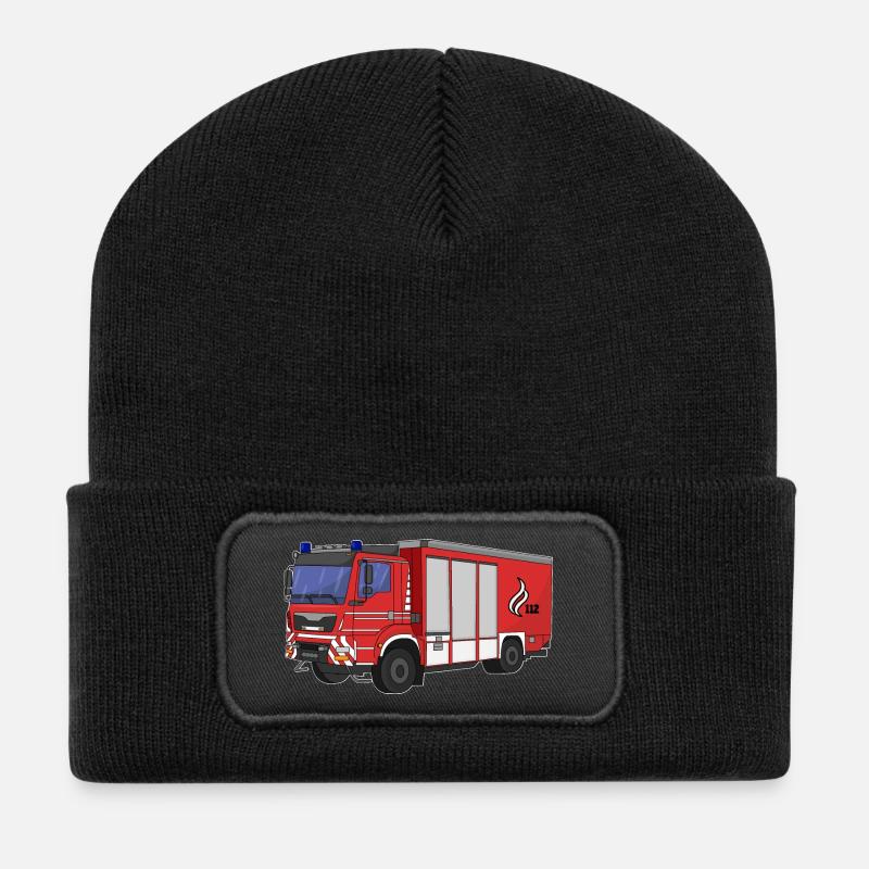 Véhicule de sauvetage de camions de pompiers - Beanie recyclé à patch - noir